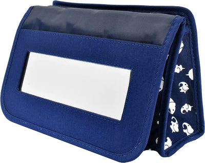 Cosmetic Bag with Mirror, Quited Cotton, Large