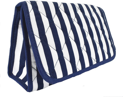 Cosmetic Bag with Mirror, Quited Cotton, Large