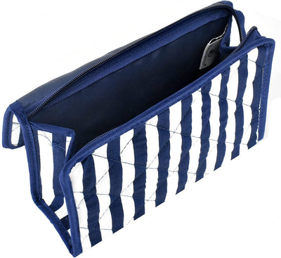 Cosmetic Bag with Mirror, Quited Cotton, Large