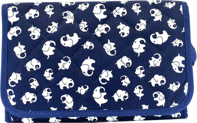 Cosmetic Bag with Mirror, Quited Cotton, Large