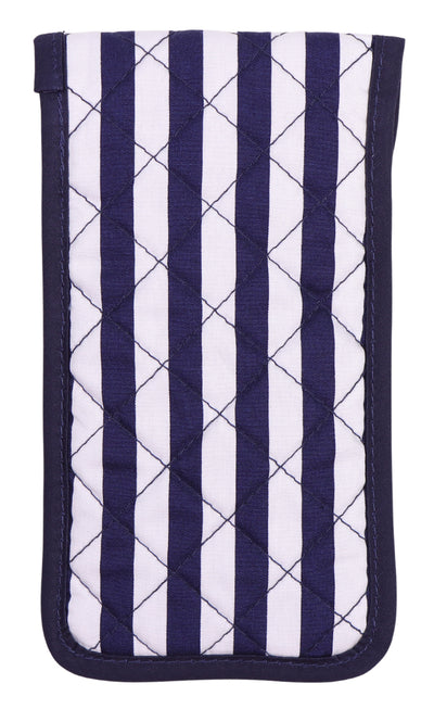 Quilted Cotton Soft Eyeglass Case, Dark Blue and White Stripes