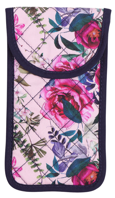 Quilted Cotton Soft Eyeglass Case, Pink Floral