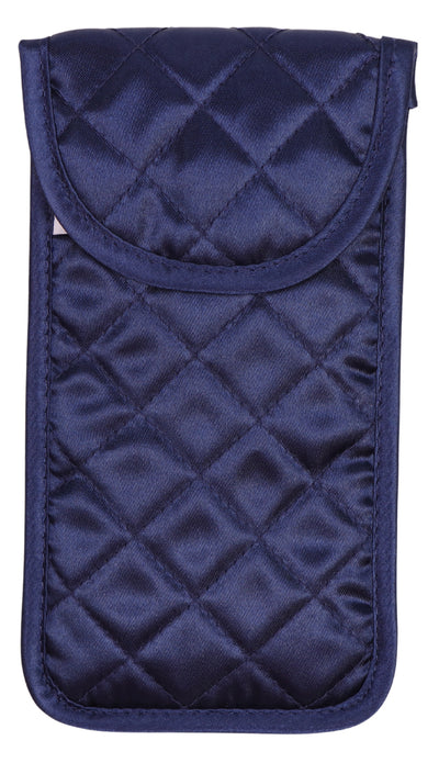 Quilted Satin Soft Eyeglass Case, Dark Blue (with no front bow)