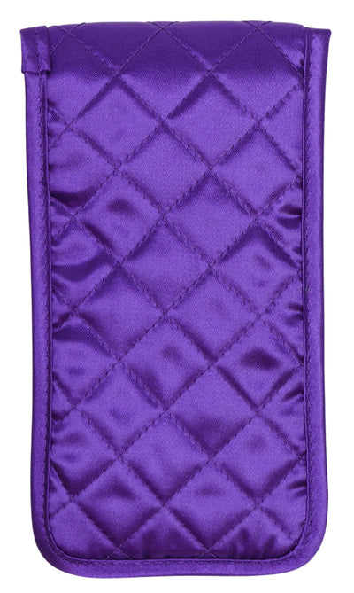 Quilted Satin Soft Eyeglass Case, Dark Purple (with no front bow)