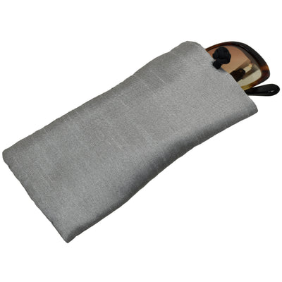 Poly Dupioni Silk Soft Eyeglass Case, Silver & Black