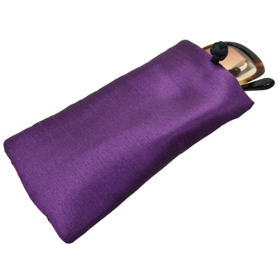 Poly Dupioni Silk Soft Eyeglass Case, Purple & Black