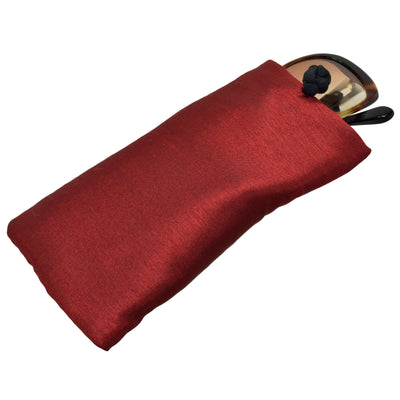 Poly Dupioni Silk Soft Eyeglass Case, Maroon & Black