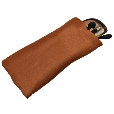 Poly Dupioni Silk Soft Eyeglass Case, Rust & Black