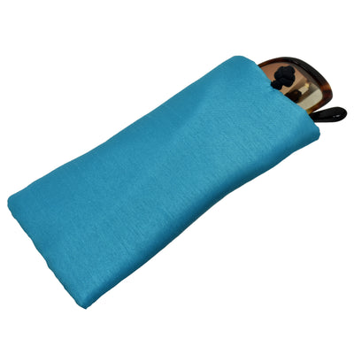 Poly Dupioni Silk Soft Eyeglass Case, Turquoise & Black