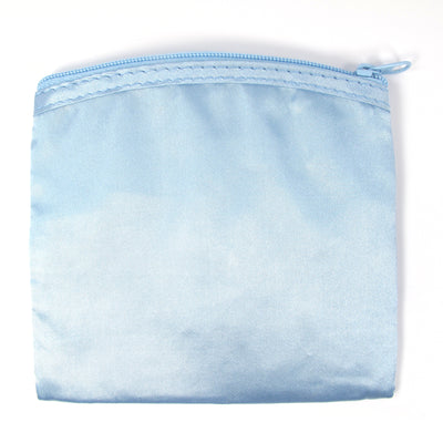 Coin Purse & Pouch, Satin Fabric, Light Blue