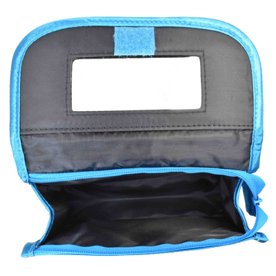 Quilted Satin Cosmetic Bag with a Mirror & Soft Eyeglass Case Essential Duo Set, Turquoise-Teal