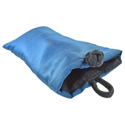 Poly Dupioni Silk Soft Eyeglass Case, Blue & Black