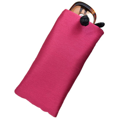 Poly Dupioni Silk Soft Eyeglass Case, Fuchsia & Black