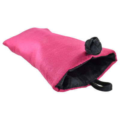 Poly Dupioni Silk Soft Eyeglass Case, Fuchsia & Black