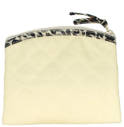 Coin Purse & Pouch, Quilted Canvas, Beige
