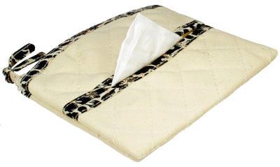 Coin Purse & Pouch, Quilted Canvas, Beige