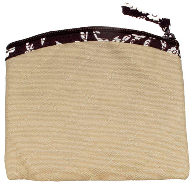 Coin Purse & Pouch, Quilted Canvas, Taupe