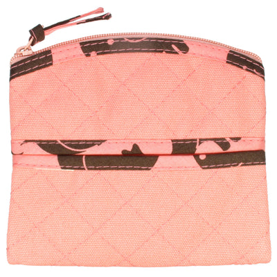 Coin Purse & Pouch, Quilted Canvas, Pink