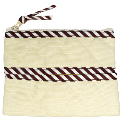 Coin Purse & Pouch, Quilted Canvas, Beige