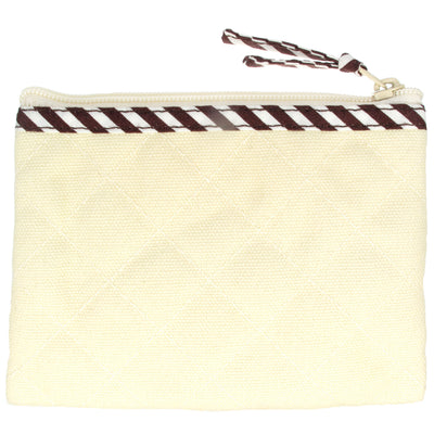 Coin Purse & Pouch, Quilted Canvas, Beige