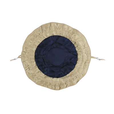 Drawstring Premium Satin Jewelry Pouch with 8 Interior Pockets, Blue + Gold