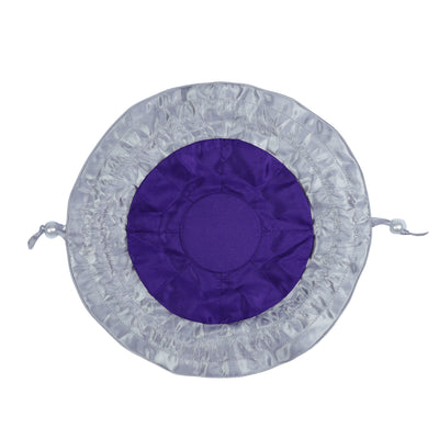 Drawstring Premium Satin Jewelry Pouch with 8 Interior Pockets, Purple + Silver