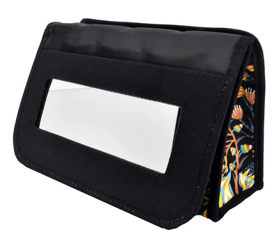 Cosmetic Bag with Mirror, Quited Cotton, Large