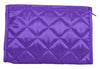 Cosmetic Bag with Mirror, Quited Satin Purple, Large