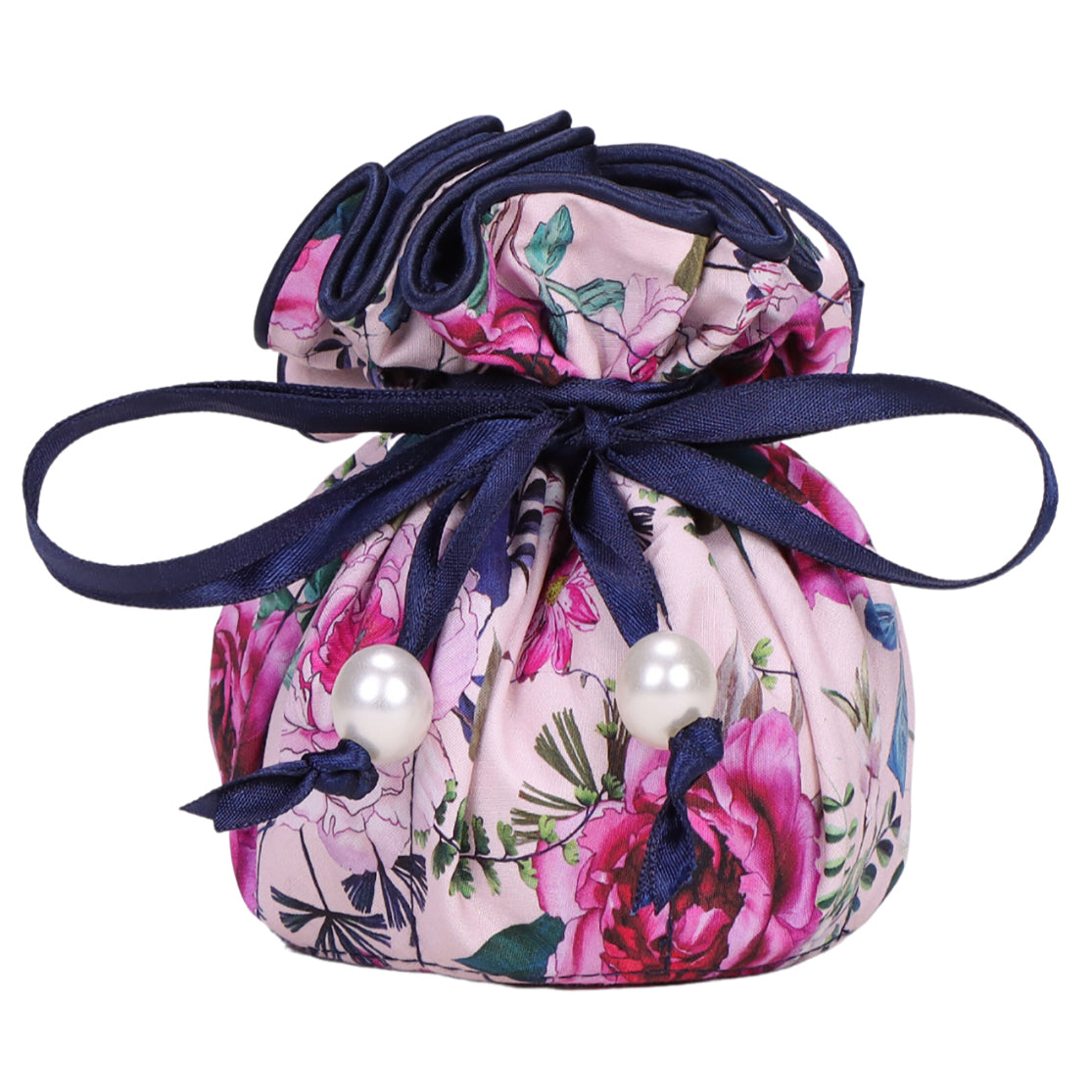 Drawstring Jewelry Pouch, Pink Floral