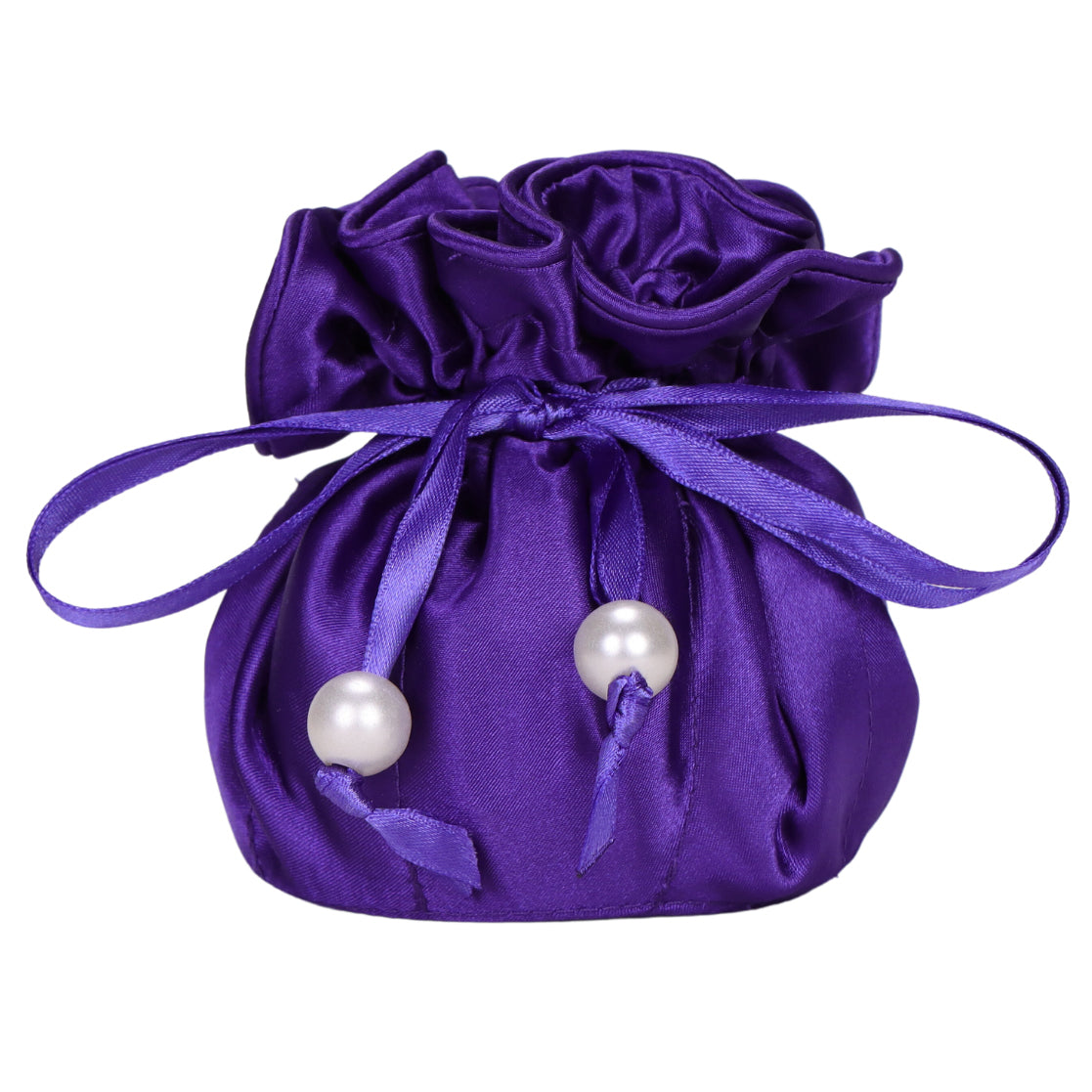 Satin Jewelry Pouch, 16 Pockets, Dark Purple