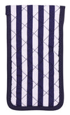 Quilted Cotton Soft Eyeglass Case, Dark Blue and White Stripes