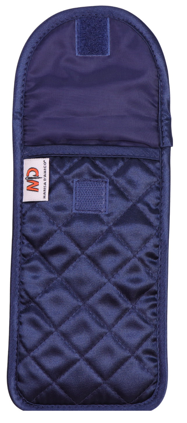 Quilted Satin Soft Eyeglass Case, Dark Blue (with no front bow)