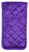 Quilted Satin Soft Eyeglass Case, Dark Purple (with no front bow)