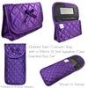Quilted Satin Cosmetic Bag with a Mirror & Soft Eyeglass Case Essential Duo Set, Purple
