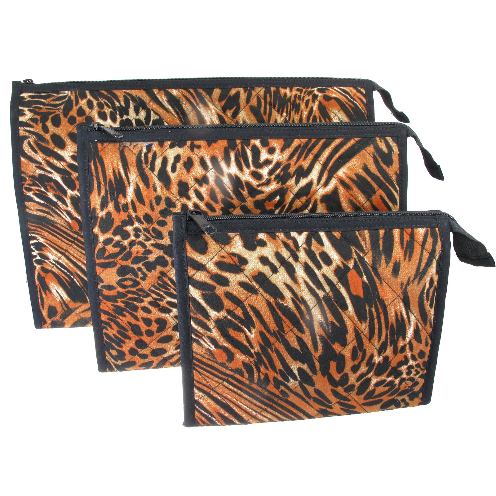 Quilted Cotton Cosmetic Bag, Narrow Shaped for Travel Bottles, A Set of 3