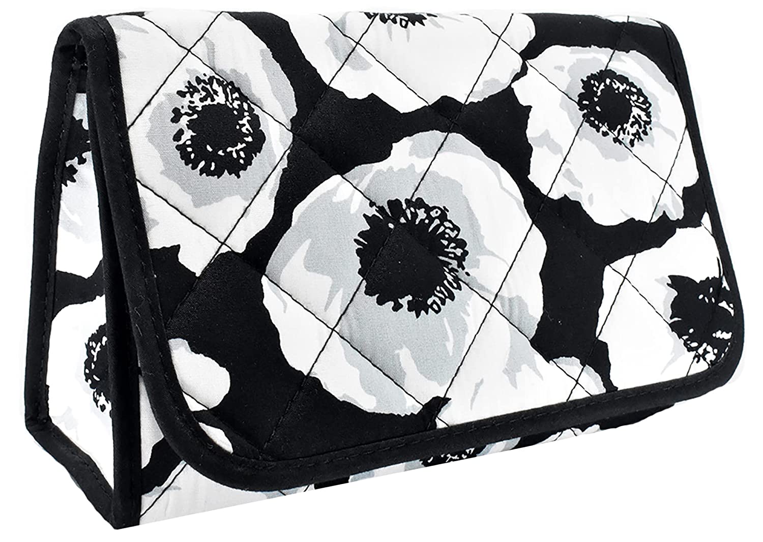 Cosmetic Bag with Mirror, Quited Cotton, Large