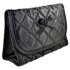 [Leterie] ★Monaka Mirror Bag Black★ Quilted-Satin-Cosmetic-Bag-