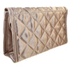 Quilted Satin Cosmetic Bag with a Mirror, Bronze, Back View