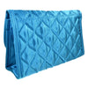 Quilted Satin Cosmetic Bag with a Mirror & Soft Eyeglass Case Essential Duo Set, Turquoise-Teal