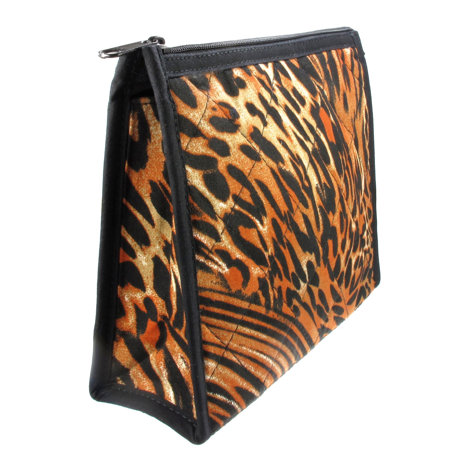 Quilted Cotton Cosmetic Bag, Narrow Shaped for Travel Bottles, Small