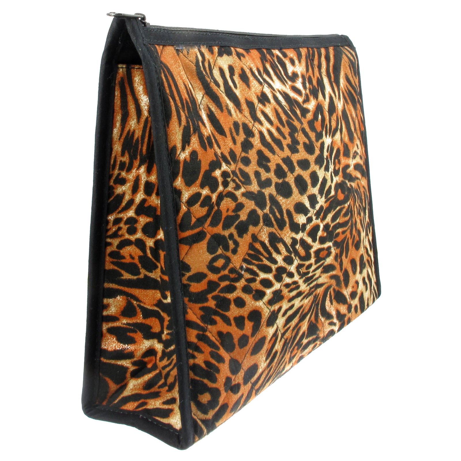 Quilted Cotton Cosmetic Bag, Narrow Shaped for Travel Bottles, Medium