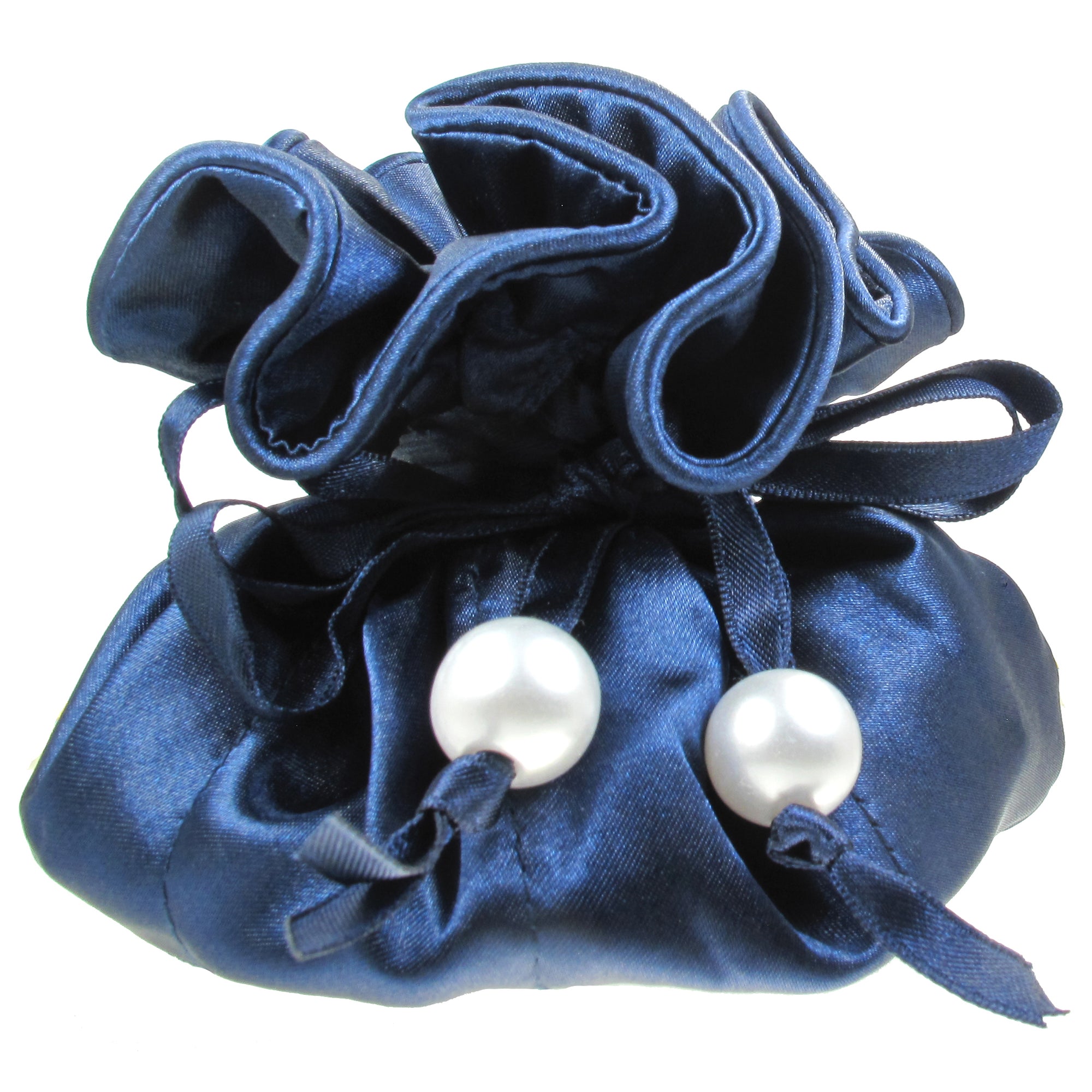 Satin Jewelry Pouch, 16 Pockets, Dark Blue - Marisa D'Amico