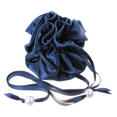 Satin Jewelry Pouch, 16 Pockets, Dark Blue