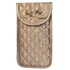 Quilted Satin Soft Eyeglass Pouch with Velcro Flap Closure in Bronze, Front View