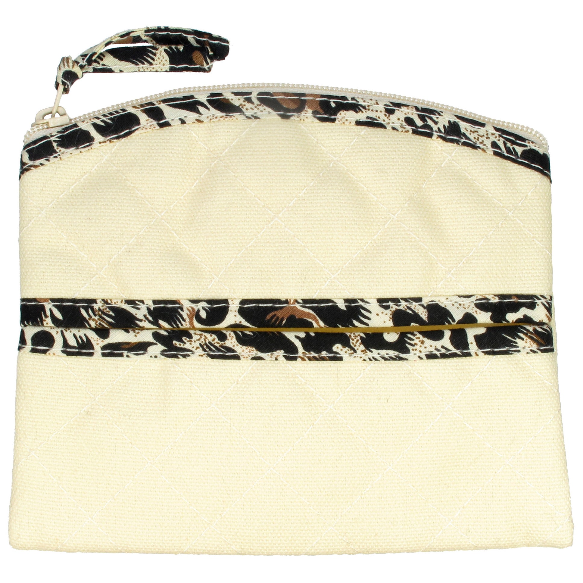 Coin Purse & Pouch, Quilted Canvas, Beige