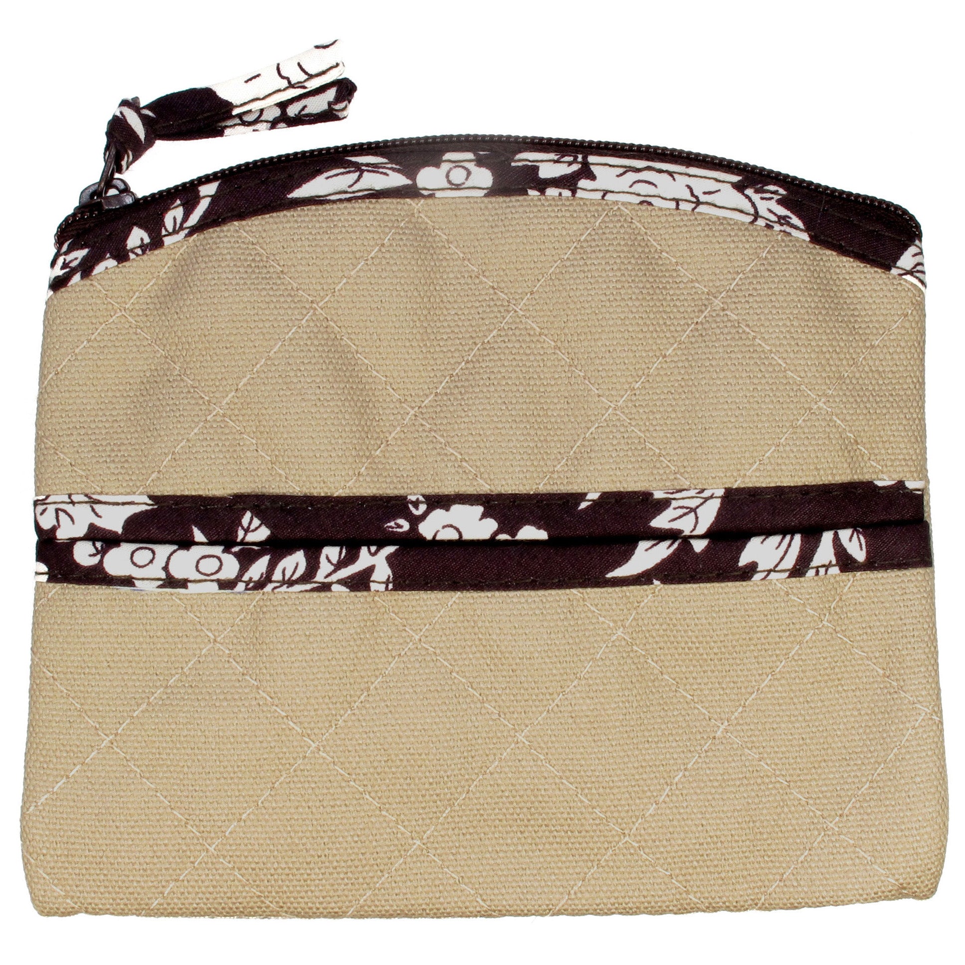 Coin Purse & Pouch, Quilted Canvas, Taupe