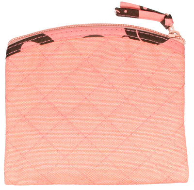Coin Purse & Pouch, Quilted Canvas, Pink