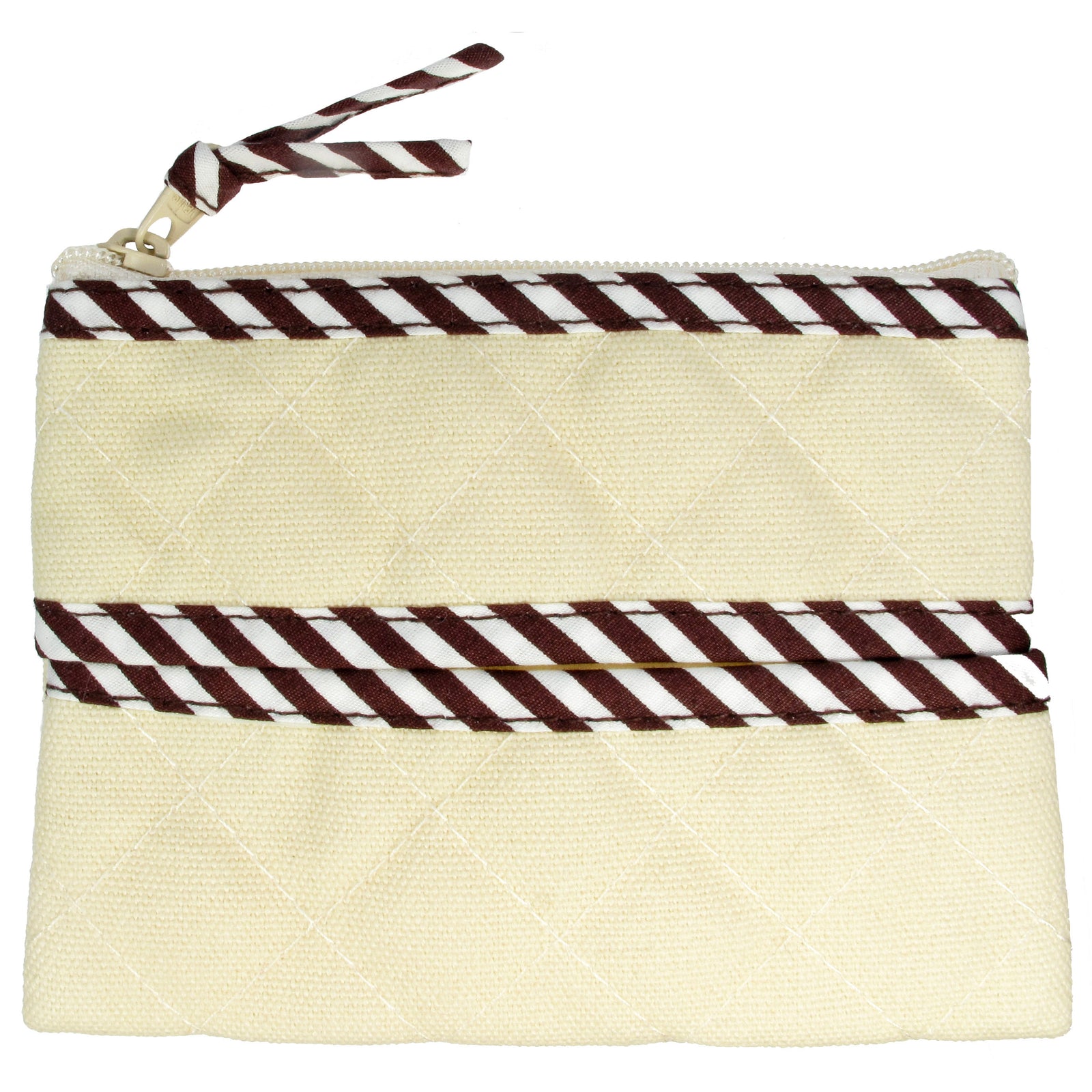 Coin Purse & Pouch, Quilted Canvas, Beige